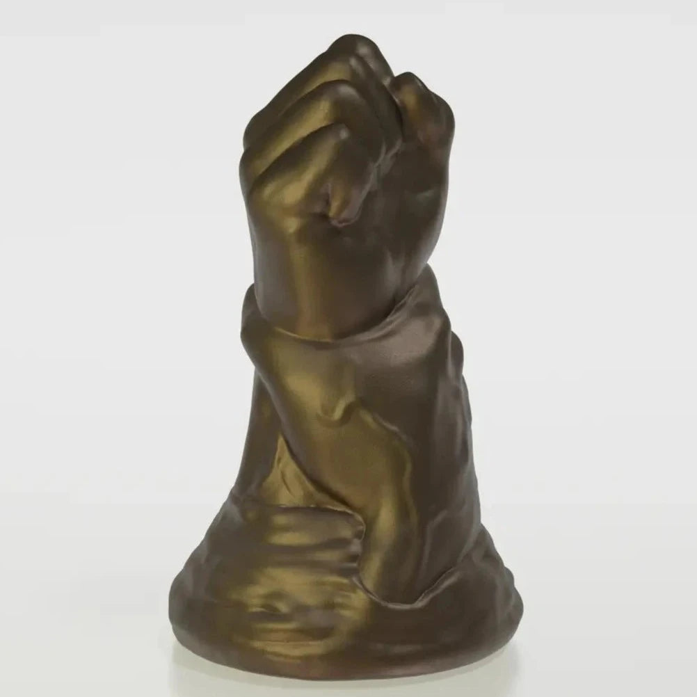 hulk fist dildo,double fist butt plug,arm dildo rust color