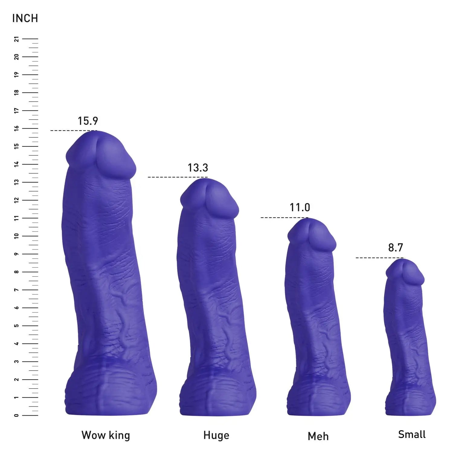 realistic dildo,long dildo for depth training-blue color sizeschart