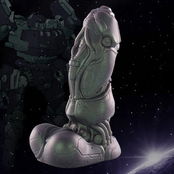 GreedyCluster Robocop fantasy dildo set against a backdrop of swirling nebulas in space at the Galaxy Capture event