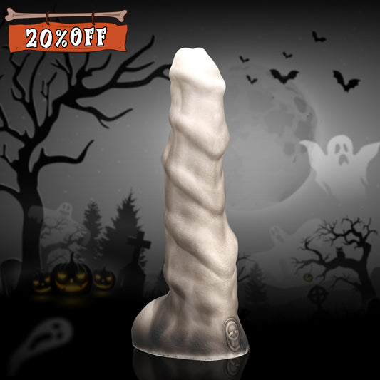 RAMDILDO-fantasydildo-longdildo-knotdildo-white-over-black