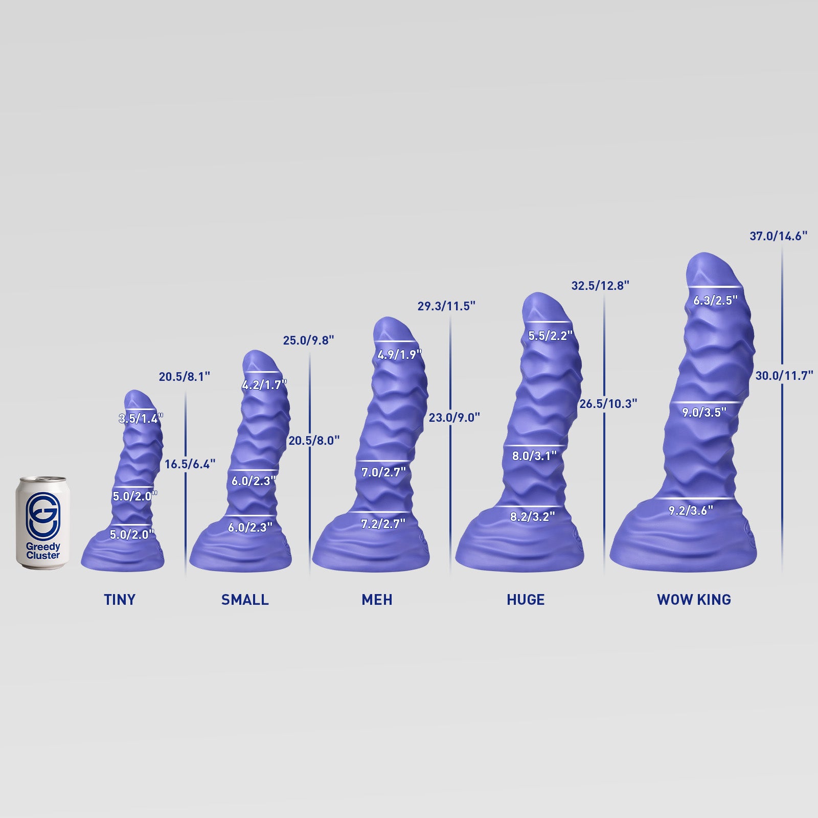 ABBADON - HUGE ANAL DILDO huge dildo size chart for TINY, SMALL, MEH, HUGE, WOW KING