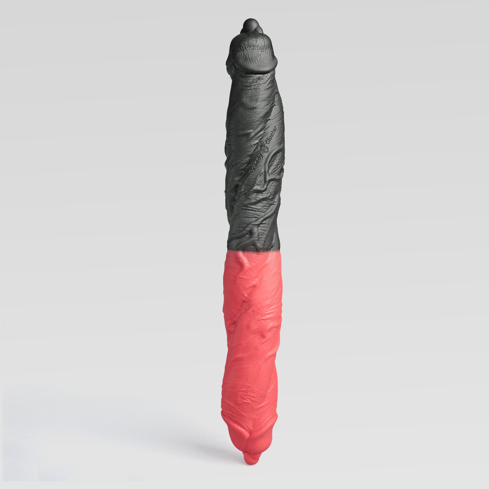 DP TWIN double dildo detail image showing fantasy texture, sculpted shape, and body-safe silicone finish