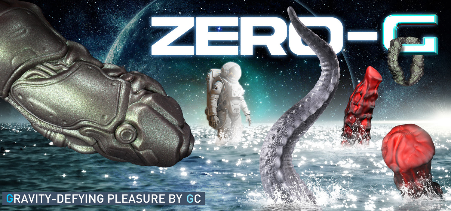 Galaxy Capture campaign banner featuring the Alien Dildo Collection in a zero-gravity cosmic ocean – Gravity-defying pleasure by GreedyCluster.
