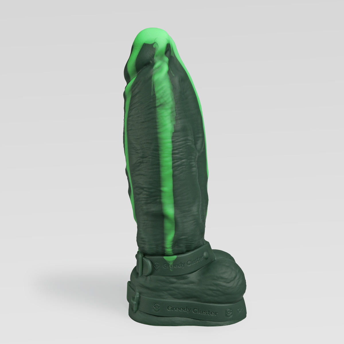 GreedyCluster HARNESS realistic dildo in AMORTENTIA dark green Halloween 2026 poison color | Pick Your Poison