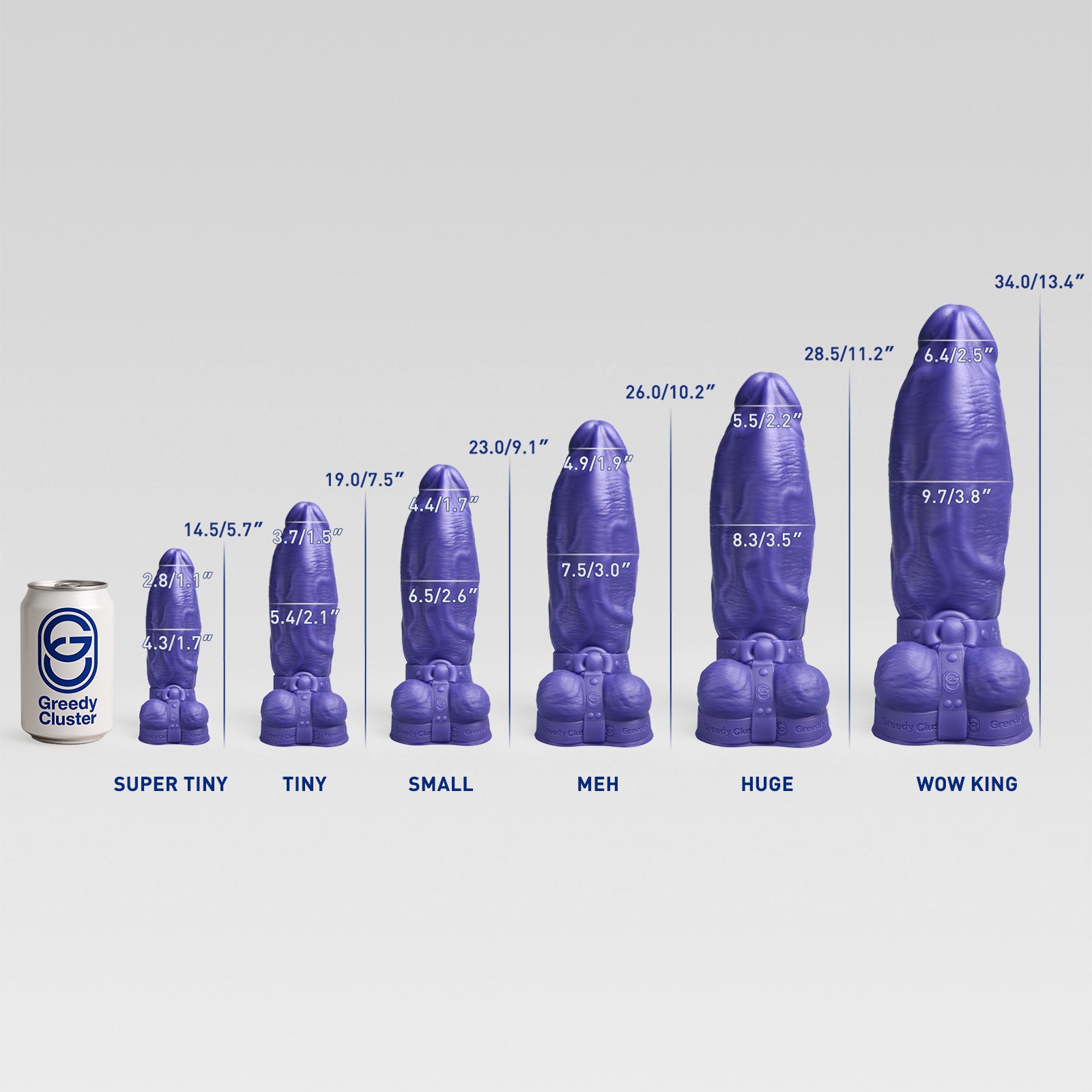 Harness - Realistic Dildo – 6 Sizes Size Chart