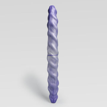 GreedyCluster RAM TWIN double-ended spiral fantasy dildo in HYPERBLUE silver and blue color