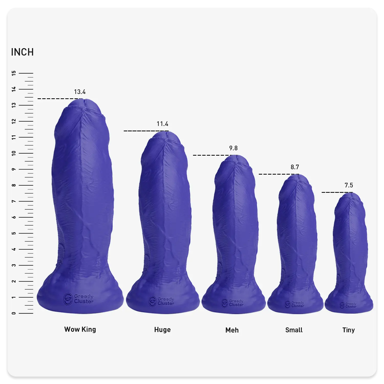 Rapper -Realistic Dildo – 5 Sizes Size Chart