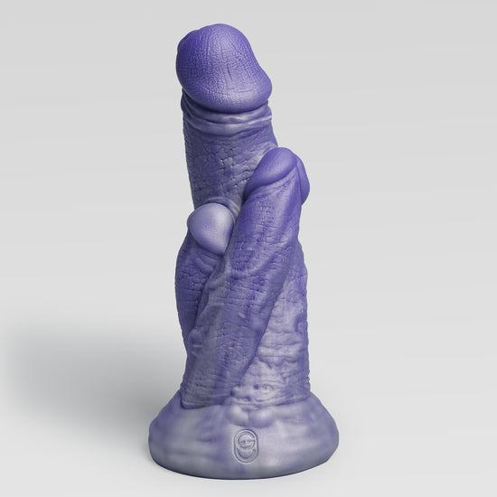 GreedyCluster TRIPLE DRAGON three-shaft fantasy dildo in HYPERBLUE silver and blue color