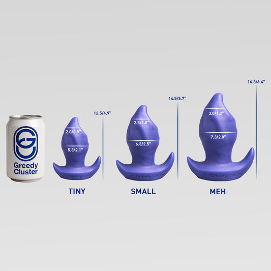 GREEDYHOLE STOPPER 01 PRO hollow butt plug size chart for TINY, SMALL, MEH