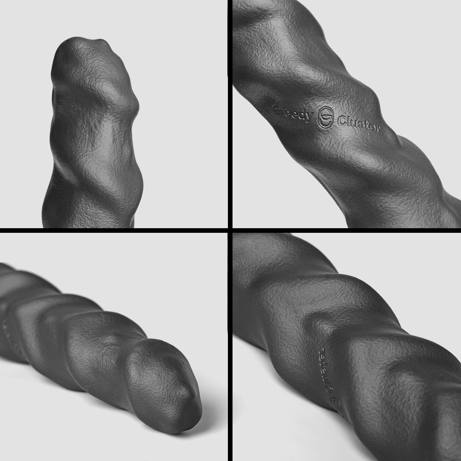 RAM TWIN double dildo detail image showing fantasy texture, sculpted shape, and body-safe silicone finish