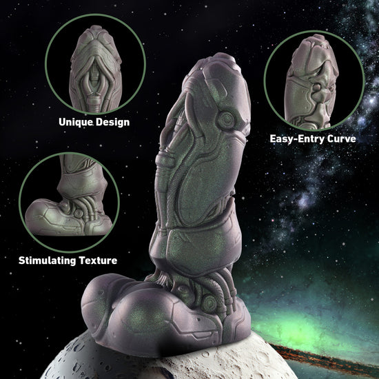 ROBOCOP - ALIEN FANTASY DILDO alien dildo detail image showing fantasy texture, sculpted shape, and body-safe silicone finish