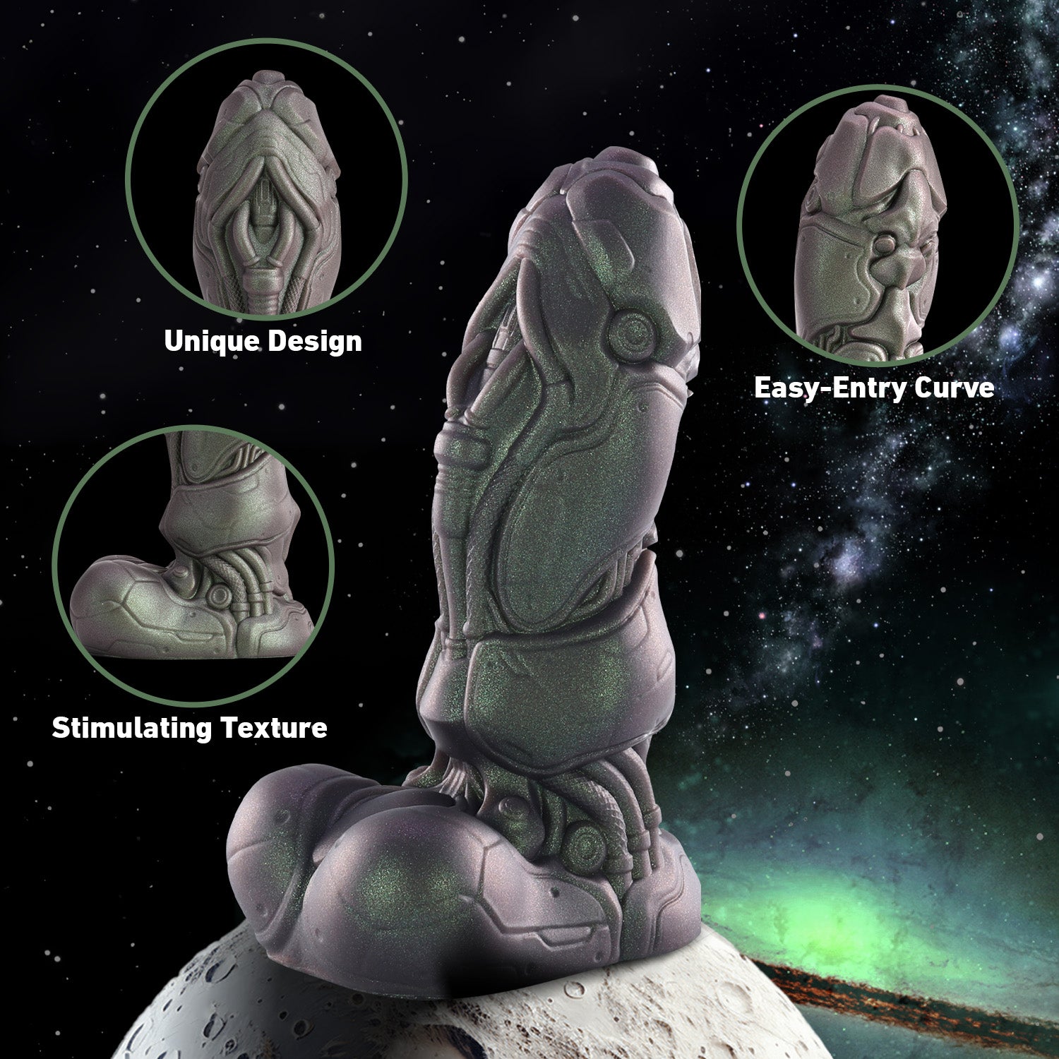 ROBOCOP - ALIEN FANTASY DILDO alien dildo detail image showing fantasy texture, sculpted shape, and body-safe silicone finish