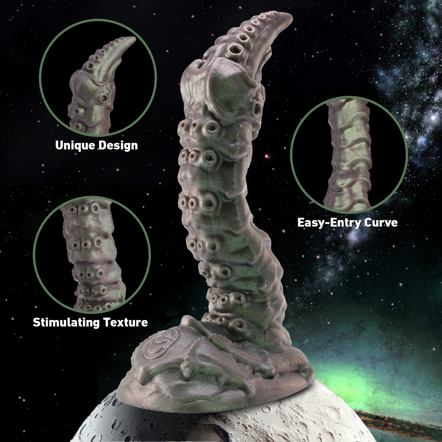 STINGER - ALIEN FANTASY DILDO alien dildo detail image showing fantasy texture, sculpted shape, and body-safe silicone finish