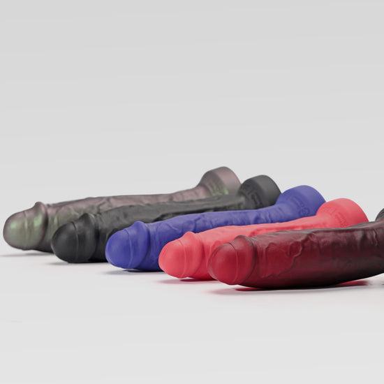 WADE - BBG024 REALISTIC DILDO realistic dildo color options in Scarlett, Azure, Charcoal, Lava silicone